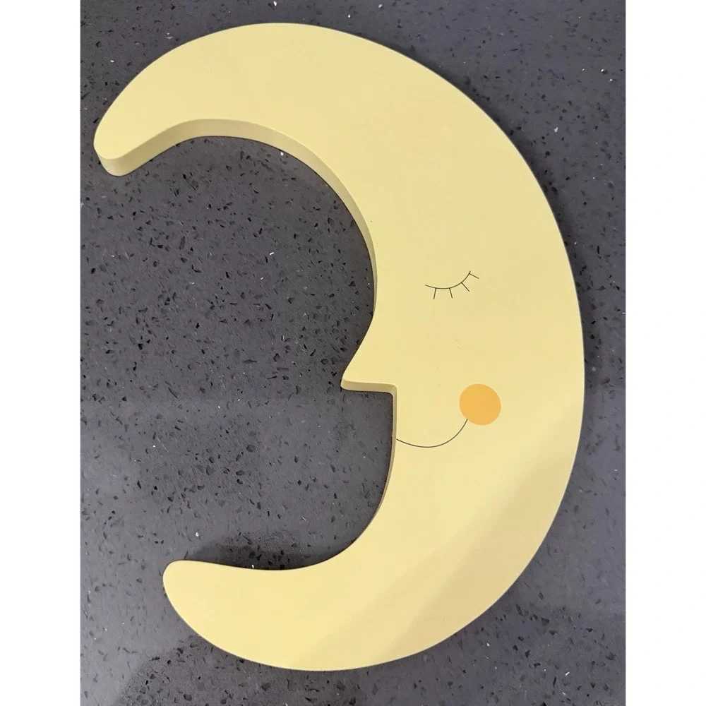 Lambs & Ivy Signature Yellow‎ Wood Wooden Moon Wall Decor Hanging Baby Nursey